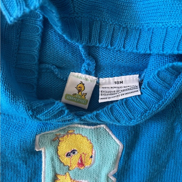 Vintage Sesame Street Big Bird Blue Knit Sweater Size 18M - Picture 4 of 5